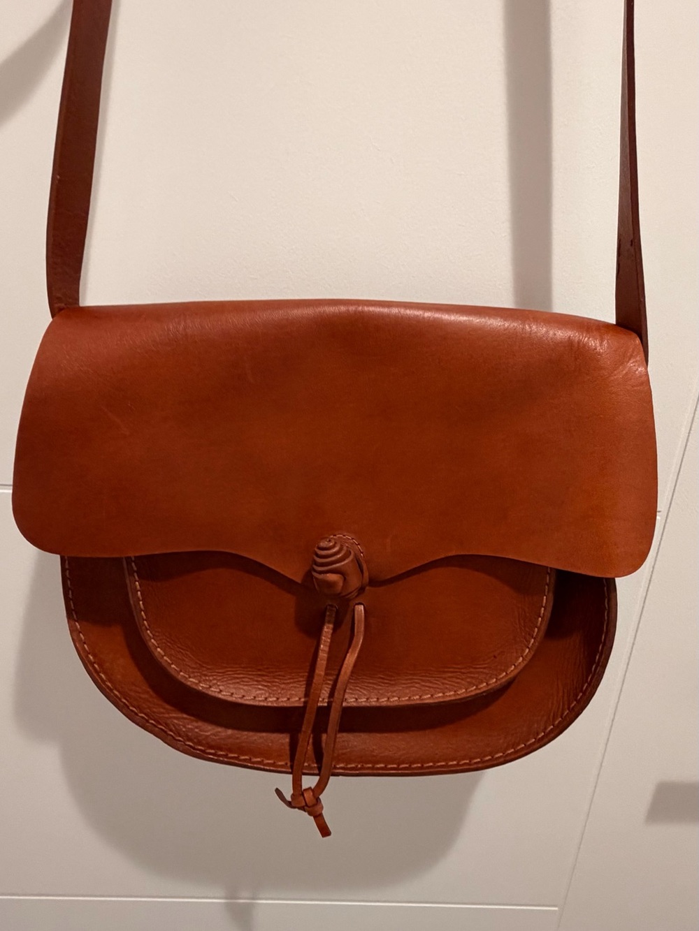 Leather Crossbody Saddle Bag in Cognac Brown Madewell